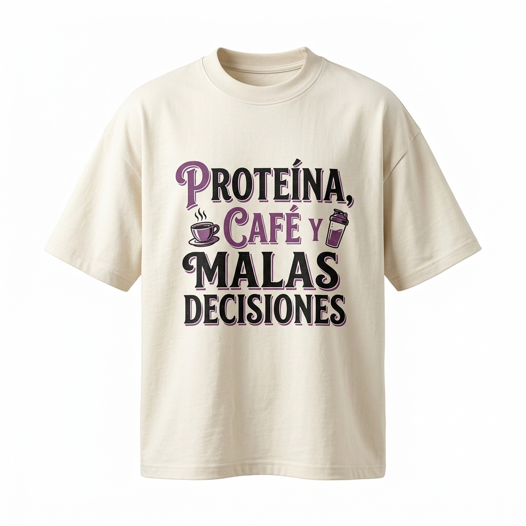Camiseta Oversize «Proteína, Café y Malas Decisiones» — Flex Gear