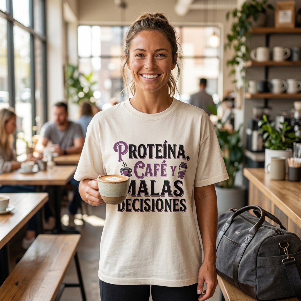 Camiseta Oversize «Proteína, Café y Malas Decisiones» — Flex Gear